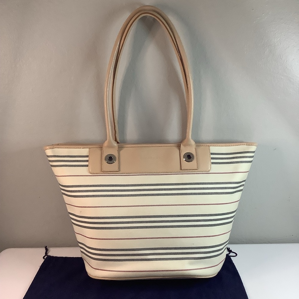 🛍 BURBERRY ZIP TOTE IN BEIGE/IVORY CANVAS